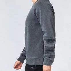 Muscle Nation Moto Vintage Pullover - Washed Black Winter