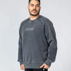 Muscle Nation Moto Vintage Pullover - Washed Black Winter
