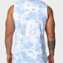 Muscle Nation Neon Eagle Oversized Tie Dye Tank - White / Cashmere Blue Tie Dye In The Limelight