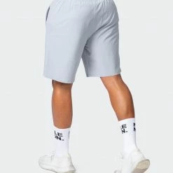 New ๐งจ Muscle Nation New Heights 7" Shorts - Quiet Grey ๐ 14 Muscle Nation New Heights 7