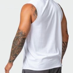 Muscle Nation Retro Vibes Vintage Tank - Washed White Mens