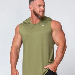 Muscle Nation Mens Running Tank - Olive