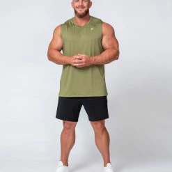 Muscle Nation Mens Running Tank - Olive