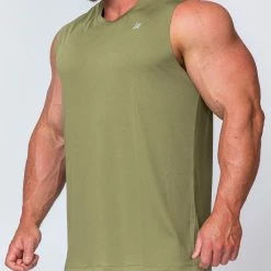 Muscle Nation Mens Running Tank - Olive