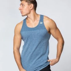 Muscle Nation Seamless Tank - Navy Marl Mens