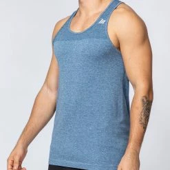 Muscle Nation Seamless Tank - Navy Marl Mens