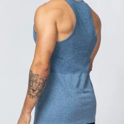 Muscle Nation Seamless Tank - Navy Marl Mens