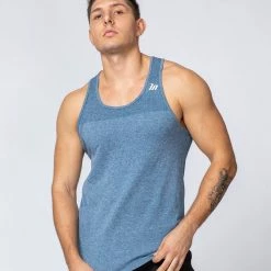 Muscle Nation Seamless Tank - Navy Marl Mens