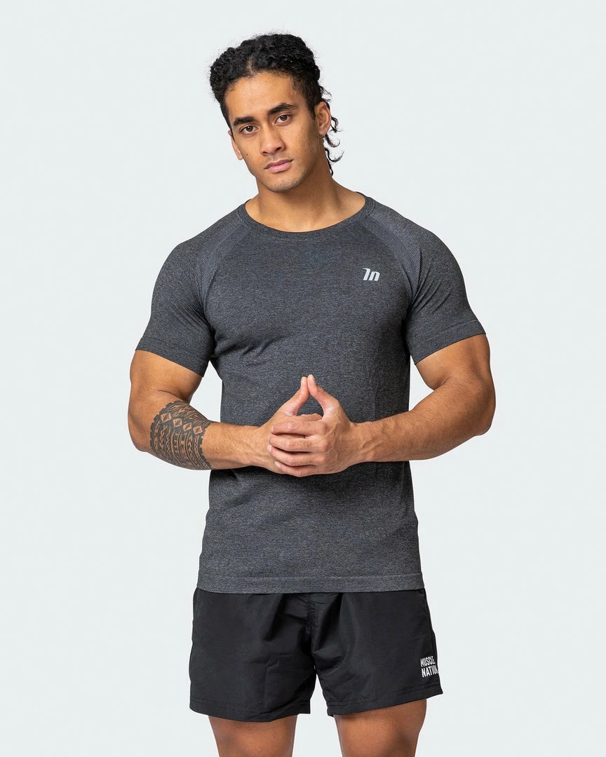Coupon ๐คฉ Muscle Nation Mens Seamless Tee - Charcoal Marl ๐ 3 Muscle Nation Mens Seamless Tee - Charcoal Marl