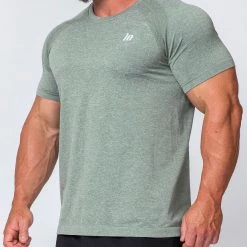 Muscle Nation Mens Seamless Tee - Khaki Marl