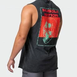 Muscle Nation 30% EOFY SALE Mens Skull Vintage Tank - Washed Black