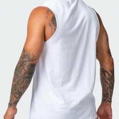 Muscle Nation Slash Multi Vintage Tank - Washed White