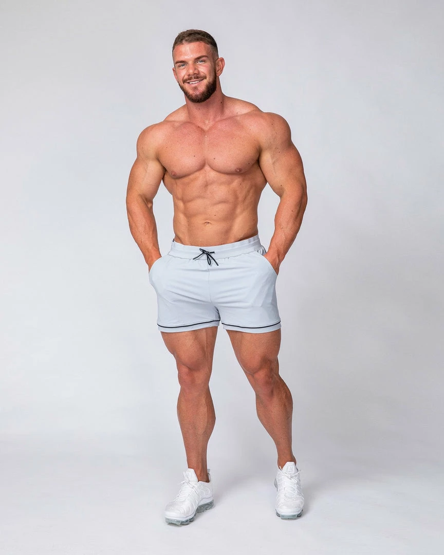 Outlet ๐ Muscle Nation Mens Squat Shorts - Grey/ Black ๐ 6 Muscle Nation Mens Squat Shorts - Grey/ Black