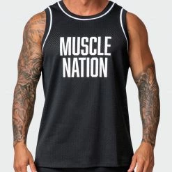 Muscle Nation 30% EOFY SALE Team MN Basketball Jersey - Black