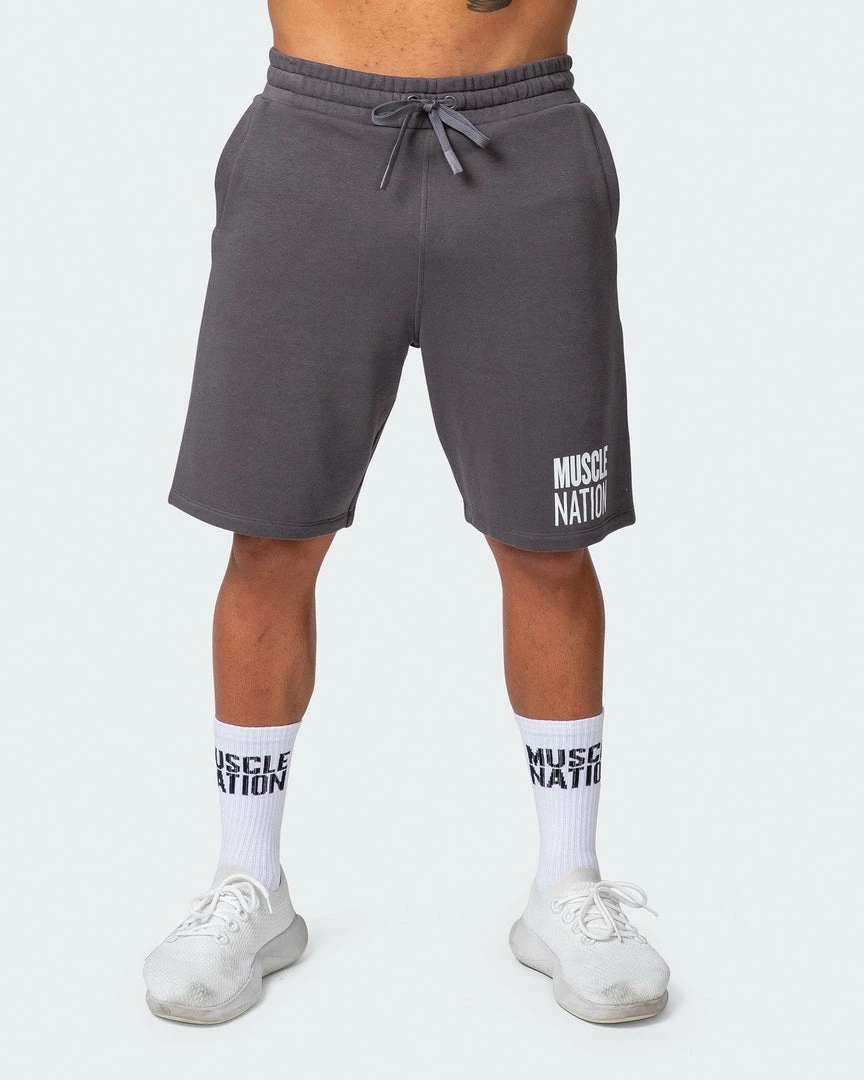 Top 10 ❤️ Muscle Nation Mens Unwind Shorts - Charcoal ⭐ 4 Muscle Nation Mens Unwind Shorts - Charcoal