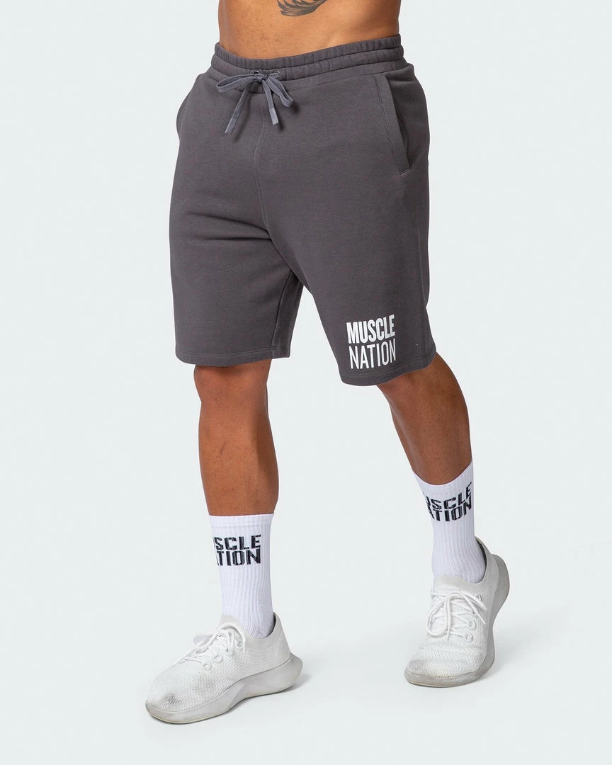 Top 10 ❤️ Muscle Nation Mens Unwind Shorts - Charcoal ⭐ 5 Muscle Nation Mens Unwind Shorts - Charcoal