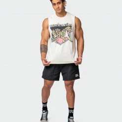 Muscle Nation Vintage Cheetah Tank - Washed Oatmeal Mens
