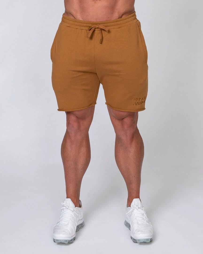 Outlet 😉 Muscle Nation Vintage Shorts - Latte 🛒 7 Muscle Nation Vintage Shorts - Latte