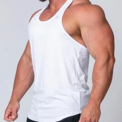 Discount ⭐ Muscle Nation Y Back Singlet - White ✔️ 15 Muscle Nation Y Back Singlet - White