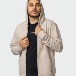 Muscle Nation Zip Up Hoodie - Bone
