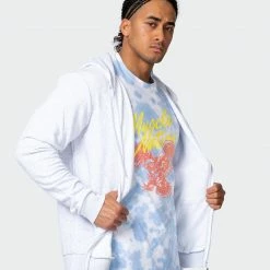 Muscle Nation Zip Up Hoodie - White Marl Athletica