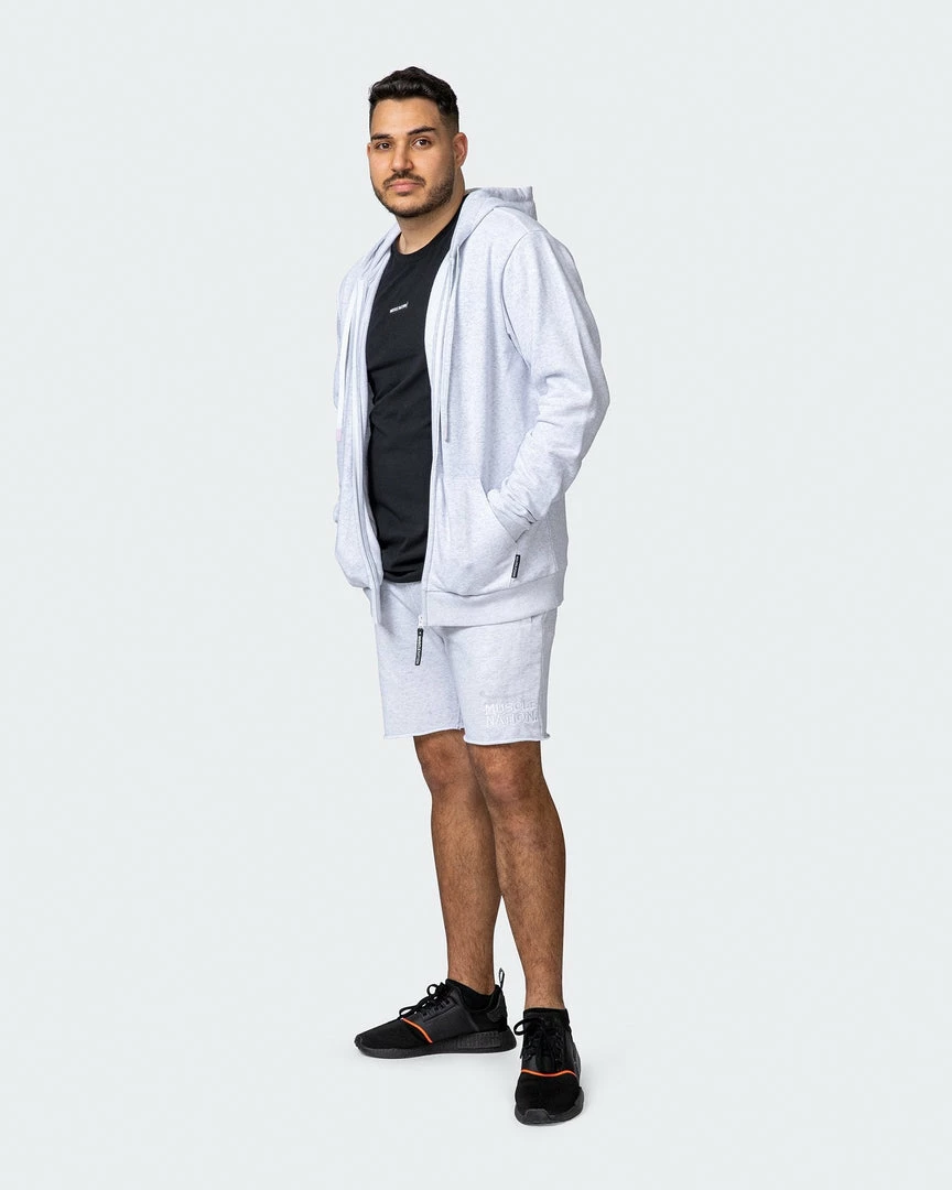 Cheap ๐ Muscle Nation Zip Up Hoodie - White Marl Athletica ๐ 10 Muscle Nation Zip Up Hoodie - White Marl Athletica