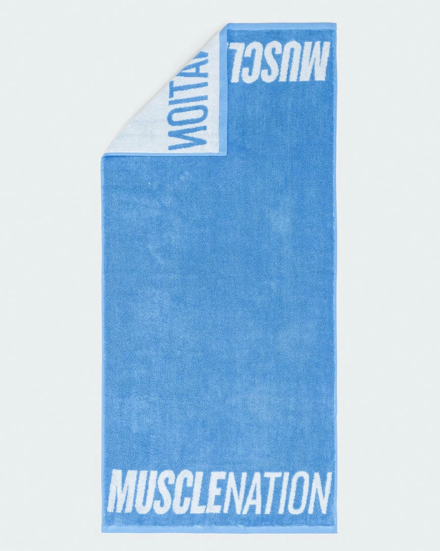 Flash Sale ๐ Muscle Nation MN Gym Towel (Large) - Arctic Blue/White ๐ 3 Muscle Nation MN Gym Towel (Large) - Arctic Blue/White
