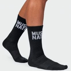 Muscle Nation 30% EOFY SALE MN Unisex Crew Socks 2 Pack - Black
