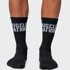 Muscle Nation 30% EOFY SALE MN Unisex Crew Socks 2 Pack - Black