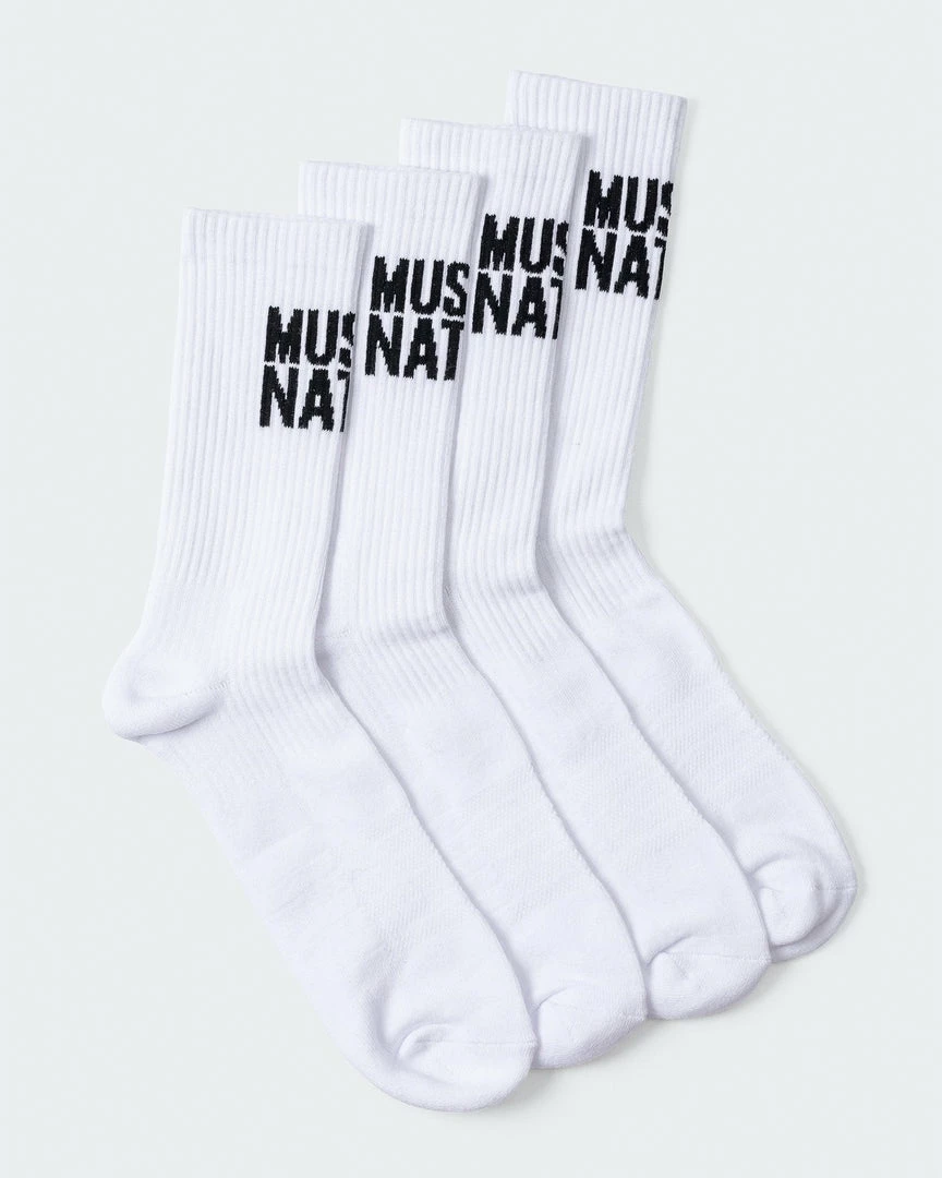 Best Pirce 🛒 Muscle Nation MN Unisex Crew 🧦 Socks 2 Pack - White 30% EOFY SALE 🌟 3 Muscle Nation MN Unisex Crew Socks 2 Pack - White 30% EOFY SALE