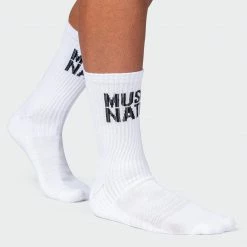 Best Pirce 🛒 Muscle Nation MN Unisex Crew 🧦 Socks 2 Pack - White 30% EOFY SALE 🌟 8 Muscle Nation MN Unisex Crew Socks 2 Pack - White 30% EOFY SALE