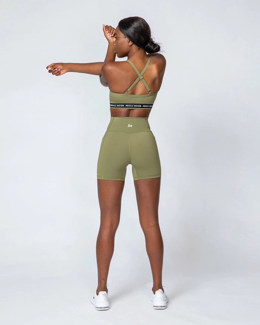 Wholesale ๐ Muscle Nation Non Scrunch Motion Pocket Bike Shorts - Olive โค๏ธ 4 Muscle Nation Non Scrunch Motion Pocket Bike Shorts - Olive