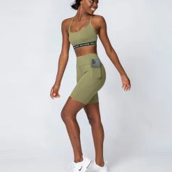 Muscle Nation Non Scrunch Motion Pocket Referee Shorts - Olive