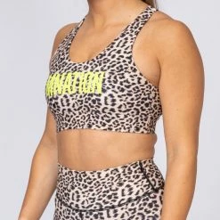Muscle Nation Motion Sculpt Bra - Yellow Leopard Womens