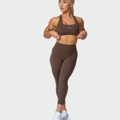 Muscle Nation Signature Scrunch 7/8 Leggings - Chocolate Mini Cheetah Print Welcome To The Club
