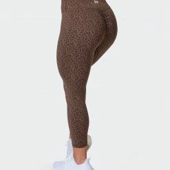 Muscle Nation Signature Scrunch 7/8 Leggings - Chocolate Mini Cheetah Print Welcome To The Club