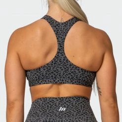 Muscle Nation Welcome To The Club Flex Bra - Monochrome Mini Cheetah Print