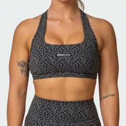Muscle Nation Welcome To The Club Flex Bra - Monochrome Mini Cheetah Print
