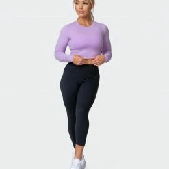 Muscle Nation MN Everyday Cropped Long Sleeve Top - Lilac Welcome To The Club