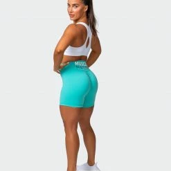 Muscle Nation 30% EOFY SALE Prize Fighter Bike Shorts - Aqua W/ White & Black