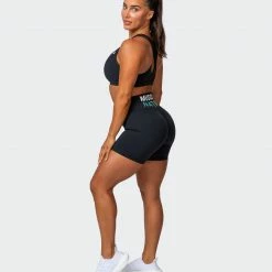 Muscle Nation Prize Fighter Bike Shorts - Black W/ White & Aqua 30% EOFY SALE