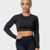 Best Sale ⌛ Muscle Nation Welcome To The Club MN Everyday Cropped Long Sleeve Top - Black 😍 2 Muscle Nation Welcome To The Club MN Everyday Cropped Long Sleeve Top - Black