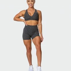 Muscle Nation Welcome To The Club Signature Scrunch Midway Shorts - Monochrome Mini Cheetah Print