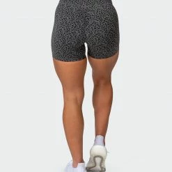 Muscle Nation Welcome To The Club Signature Scrunch Midway Shorts - Monochrome Mini Cheetah Print