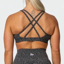 New ๐ Muscle Nation All-Star Deep V Bra - Monochrome Mini Cheetah Print โญ 14 Muscle Nation All-Star Deep V Bra - Monochrome Mini Cheetah Print