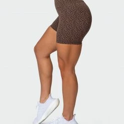 Muscle Nation Welcome To The Club Signature Scrunch Midway Shorts - Chocolate Mini Cheetah Print