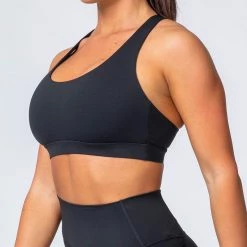 Muscle Nation Pump Up Bra - Black W/ Multi Green