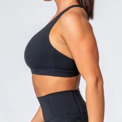 Muscle Nation Pump Up Bra - Black W/ Multi Green