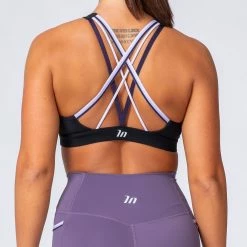 Muscle Nation Pump Up Bra - Black W/ Multi Purple