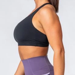 Muscle Nation Pump Up Bra - Black W/ Multi Purple